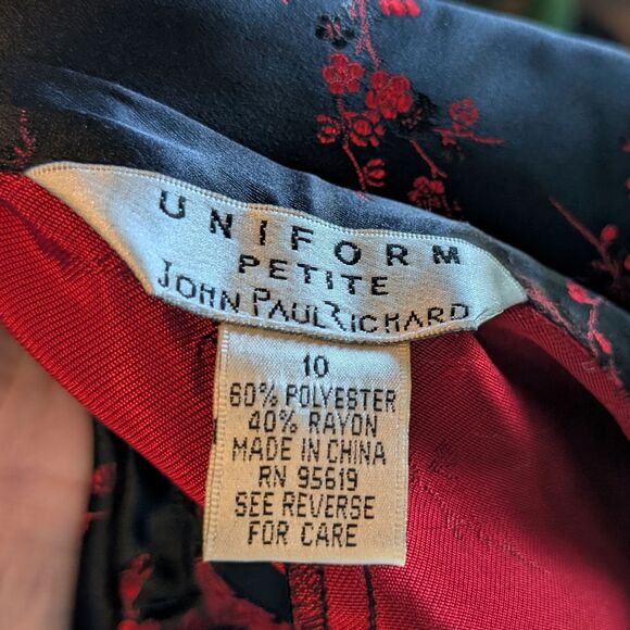 Vintage Y2K Uniform Paul Richard Satin Pants Floral Embroidery High Rise 10P - Picture 8 of 11